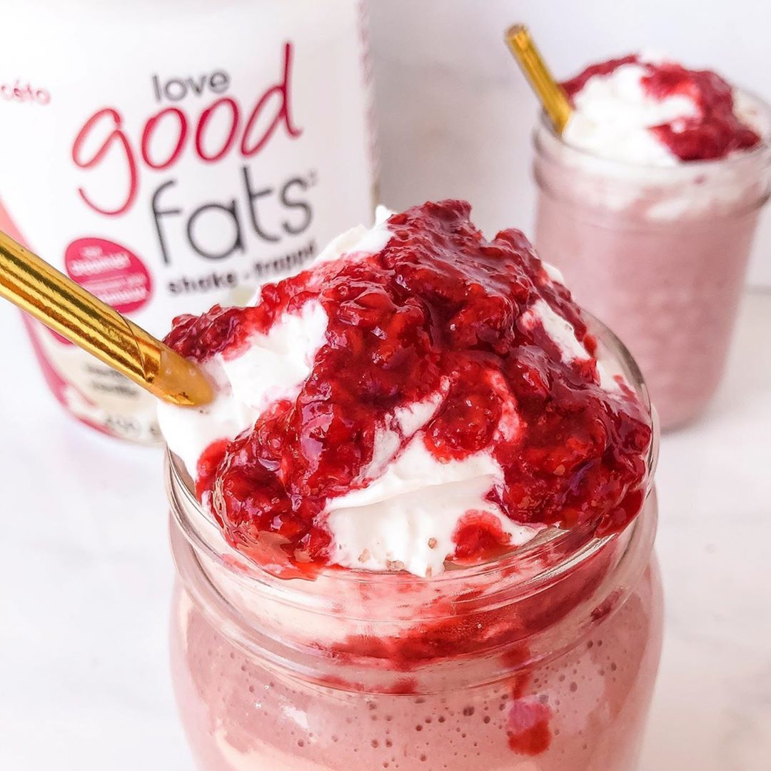 Keto Raspberries & Cream Smoothie (With Whipped Cream!) Love Good Fats