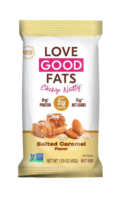 Love Good Fats chewy nutty salted caramel keto bar