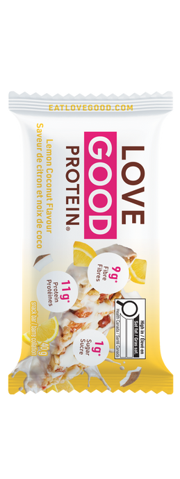 Love Good Protein Chewy Nutty Lemon Coconut flavor Low Sugar Protein bars